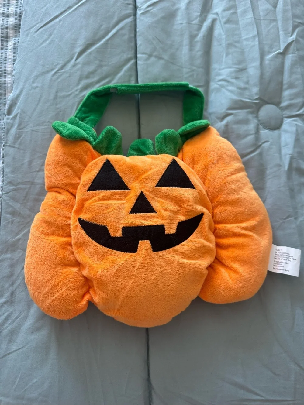 Dog’s Orange Pumpkin Costume Tunic with Green Leaf Accent